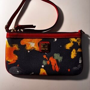 Dooney & Bourke Navy Y2K Denim and Paint Wristlet